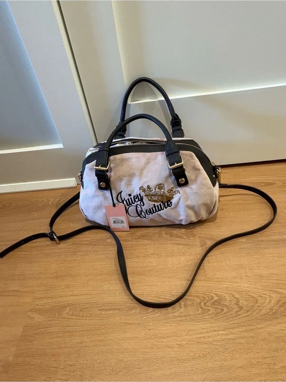 Juicy Couture pink & Black Logo Satchel